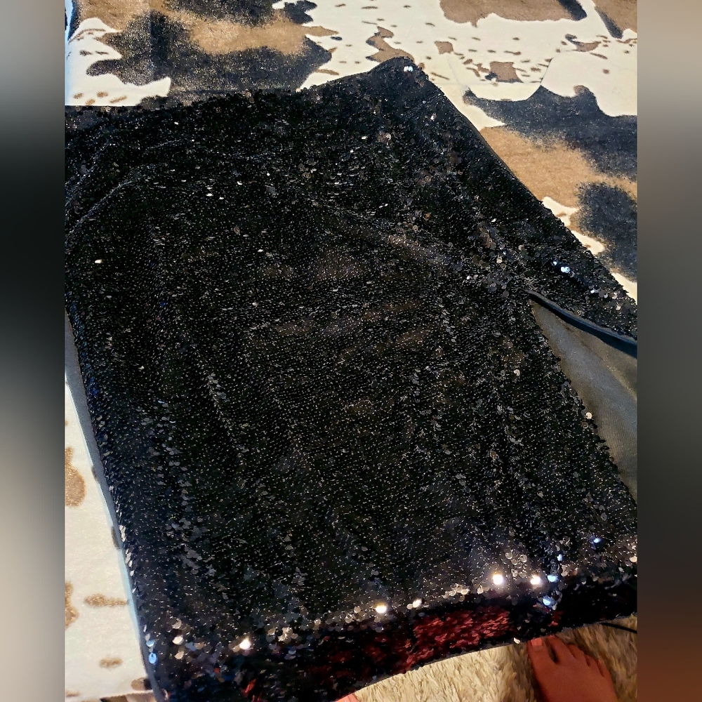 Black Sequin Pencil Skirt